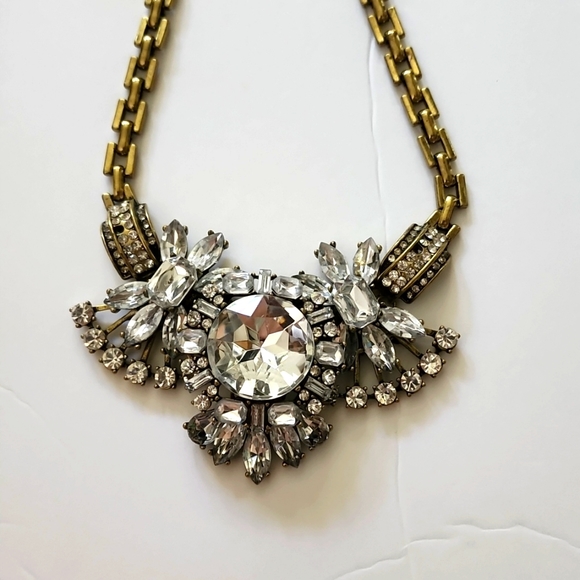 Statement Vintage Inspired Necklace Gold Large Crystal Sparkle Pendant EUC - Picture 2 of 7